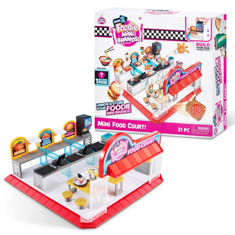 Mini Brands Foodie Series 2 Food Court Playset with 1 Exclusive Mini by ZURU - Includes Real Mini Fast Food Brands Collectibles, Food Court Playset for Role Play and Displaying Collection - Image 1