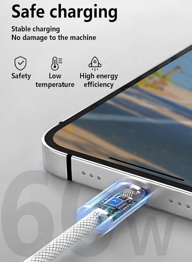 CMGTYYD 2 Pack Type C Charger Cable 2M For iPhone16/15 USB C to USB C Fast Charging Cord,Type C to Type C Nylon Braided Charger Cable for iPhone 15/MacBook/iPad Air/Mini/Pro/Samsung - Image 3