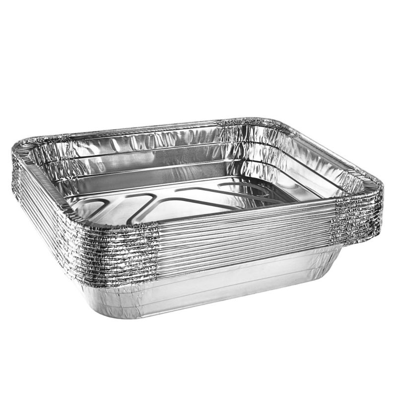 Green Direct Aluminum Pans With Lids 9x13 Disposable Foil Pans With Lids Half Size Deep Steam Table Pans With Covers Tin Foil Pans 20 Sets