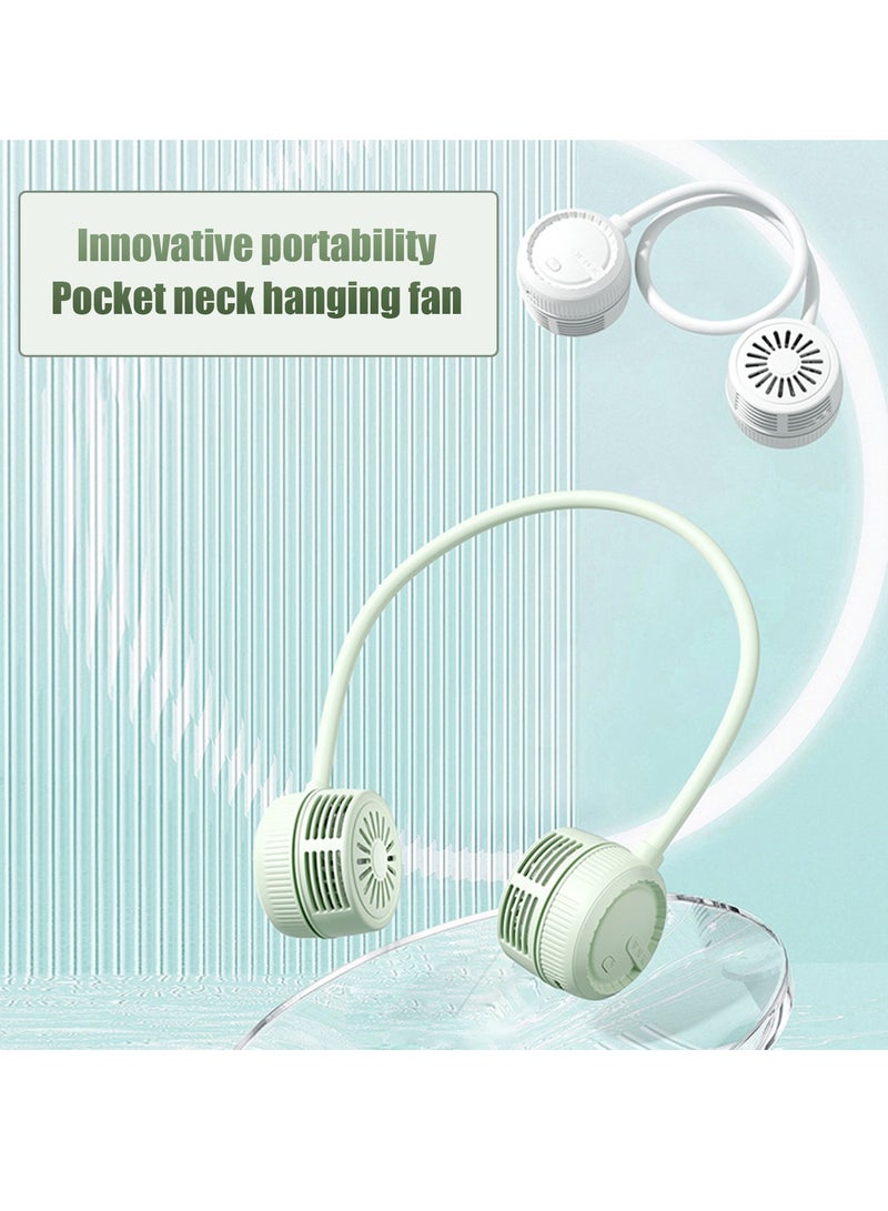Hihonor Portable Neck Fan, Foldable Bladeless Neck Fan, 3-speed Wind Adjustment Wearable Personal Fan, Travel Sports Outdoor Indoor 3 Speed Adjustment, Green - Image 2