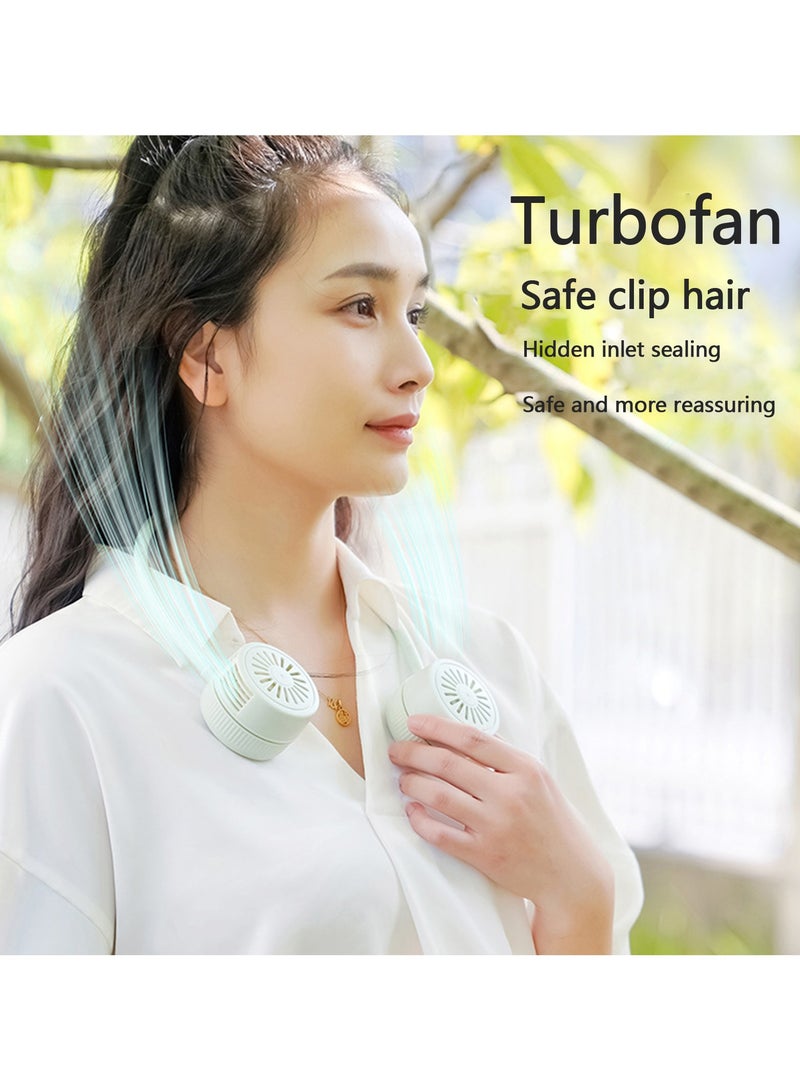 Hihonor Portable Neck Fan, Foldable Bladeless Neck Fan, 3-speed Wind Adjustment Wearable Personal Fan, Travel Sports Outdoor Indoor 3 Speed Adjustment, Green - Image 3