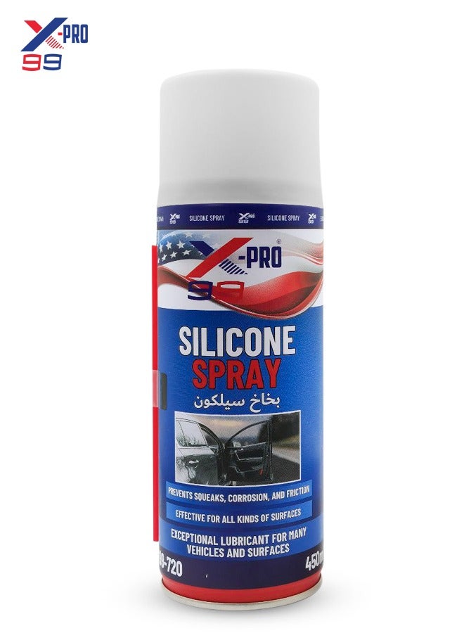 Xpro Silicone Spray - Lubricant and Protectant for Vehicles, Prevents Squeaks, Corrosion, and Friction, 450ml - Image 1
