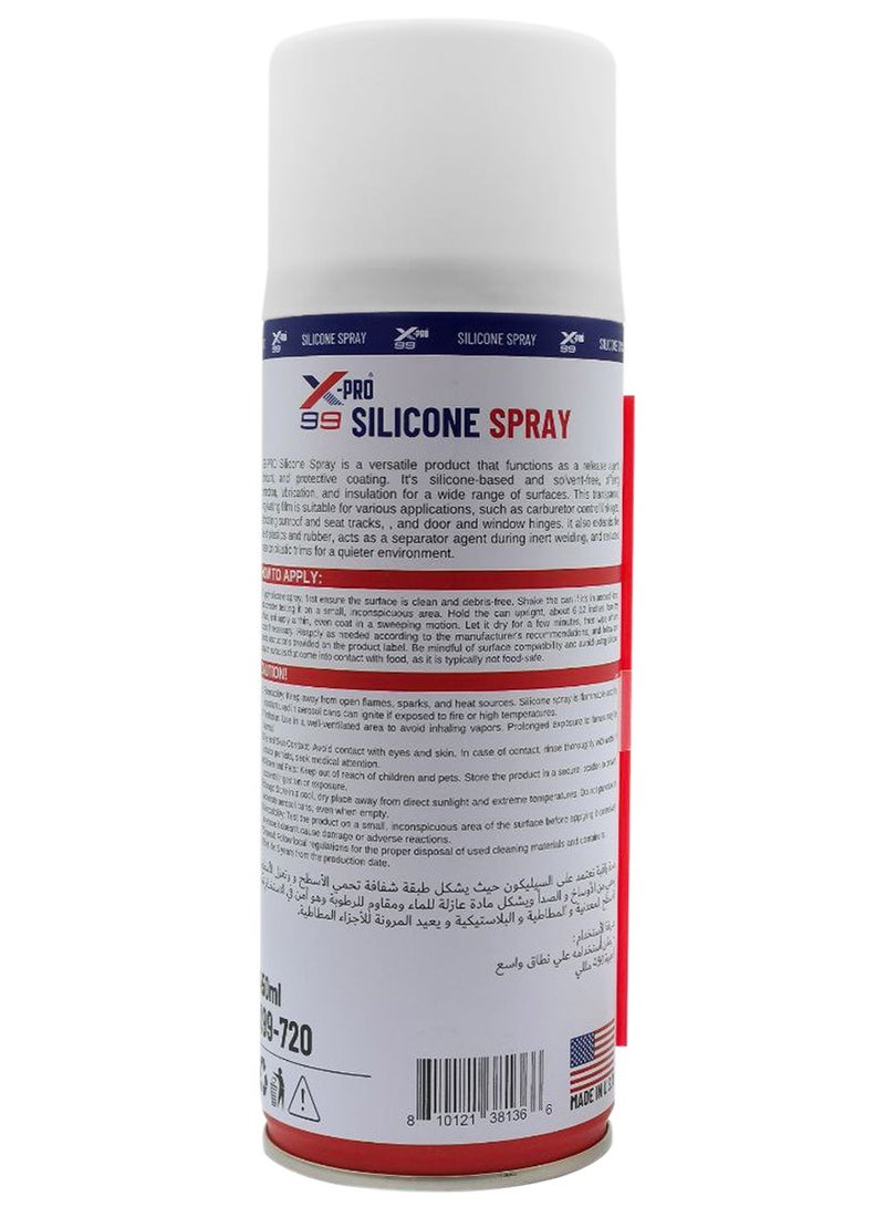 Xpro Silicone Spray - Lubricant and Protectant for Vehicles, Prevents Squeaks, Corrosion, and Friction, 450ml - Image 2