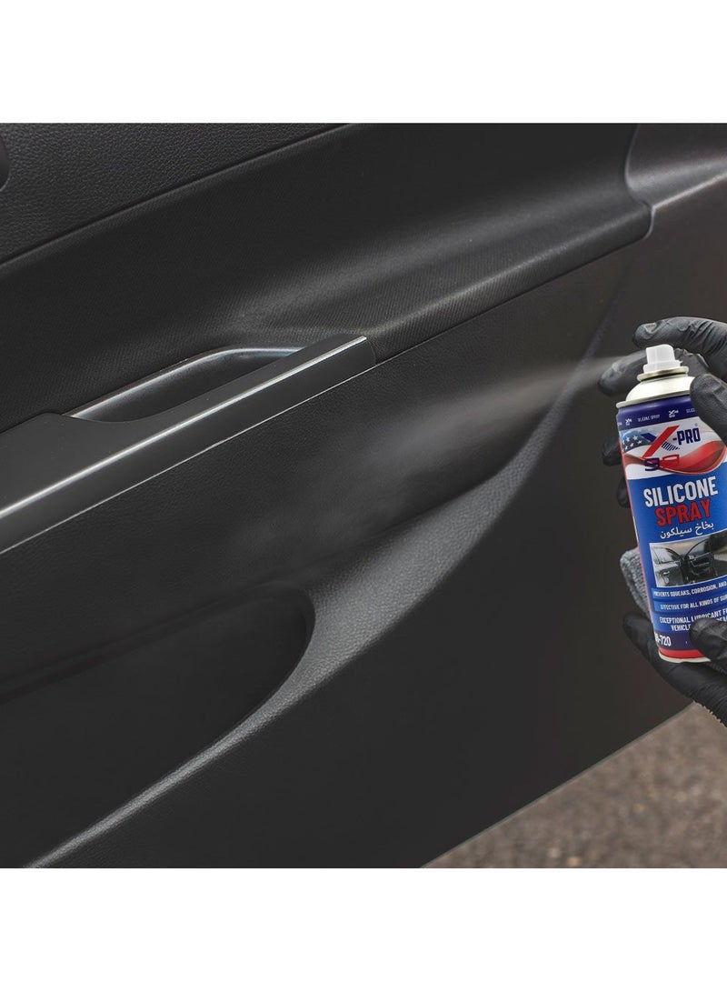 Xpro Silicone Spray - Lubricant and Protectant for Vehicles, Prevents Squeaks, Corrosion, and Friction, 450ml - Image 3