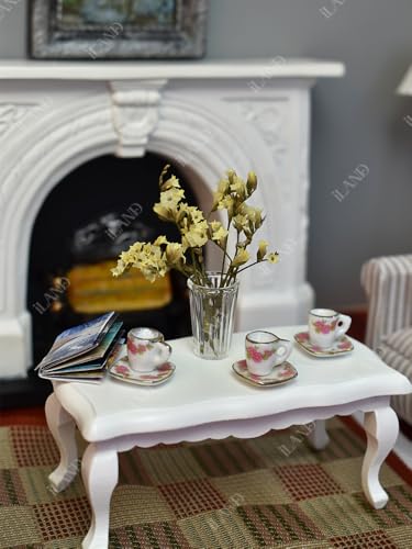 iland إكسسوارات منزل الدمى المصغرة iLAND لأثاث منزل الدمى عتيق، مزهريات زجاجية مع مجموعة من الزهور المجففة (أنيقة 4 قطع) - Image 5