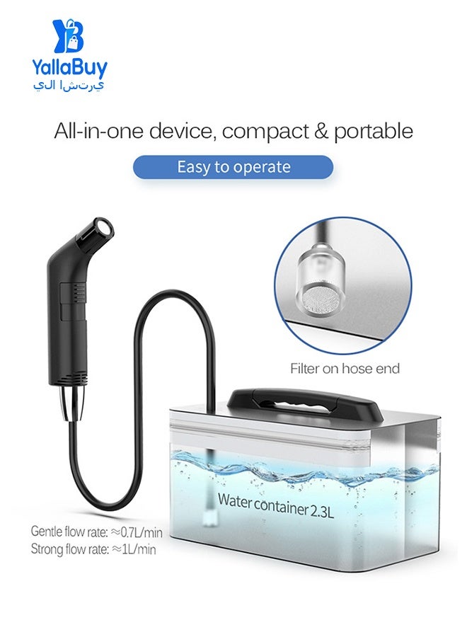 YallaBuy Portable Electric Bidet, Rechargeable Handheld Travel Shattaf with 1.2m Hose & 2.3L Container, Compact Personal Hygiene Sprayer for Home, Baby Care, Camping & Outdoor Use - Image 3