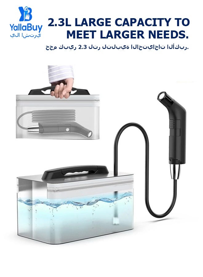 YallaBuy Portable Electric Bidet, Rechargeable Handheld Travel Shattaf with 1.2m Hose & 2.3L Container, Compact Personal Hygiene Sprayer for Home, Baby Care, Camping & Outdoor Use - Image 1