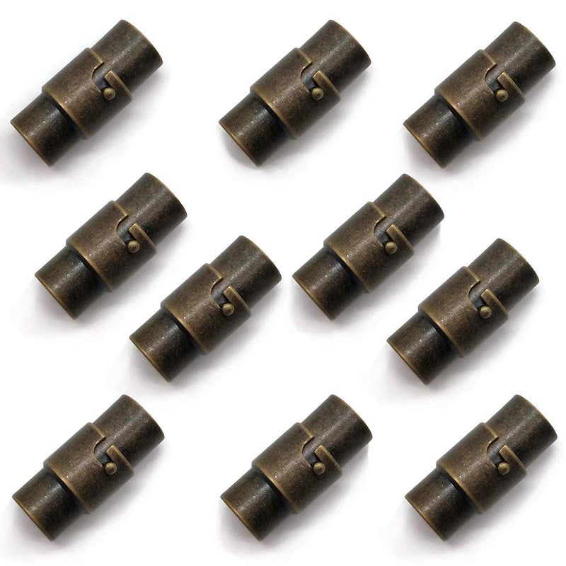 MOAMUN 10PCS Black Cord End Caps Bracelet End Caps Locking Bracelet Rope End Cap Cord Ends Bronze 5 mm