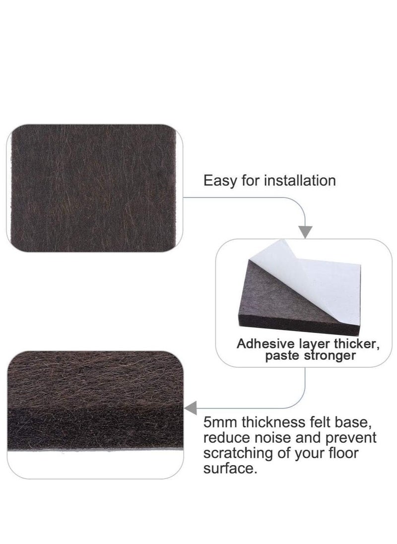 KASTWAVE 36Pcs Square Felt Furniture Pads, 2 inch x 2 inch Self Adhesive Cuttable Anti Scratch Floor Protectors for Furniture Legs Hardwood Floor, Brown, 50mm  - Image 1