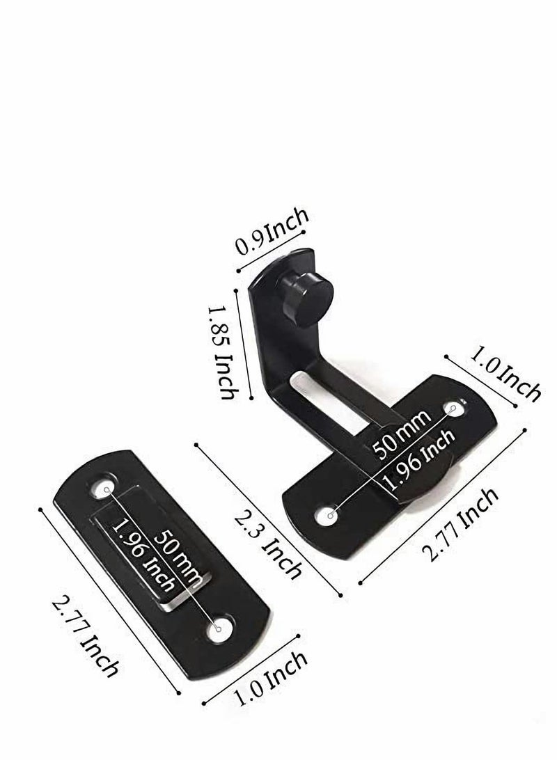 قفل باب حظيرة من الفولاذ المقاوم للصدأ مع مزلاج بزاوية 90° - قفل باب منزلق أسود (عبوة 2) - Image 5