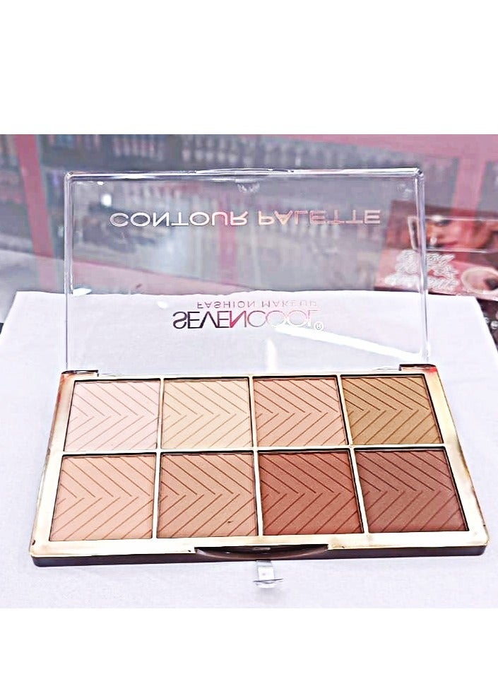 Sevencool Fashion Makeup Contour Palette 8-in-1 - Sculpt, Highlight & Blush Set - Image 1