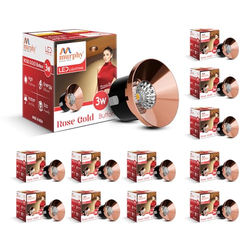 Murphy 3W Rose Gold Finish Button LED Spot Lights | Pack of 12 | Warm White (Golden Yellow) | Perfect for Home & Commercial Spaces - Image 1