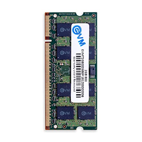 EVM 2GB DDR2 Laptop RAM Memory | 800MHz | PC2-6400 | SO-DIMM | 200-Pin | CL5 | 1.8V Low Voltage | Non-ECC Unbuffered | Notebook Compatible | Intel & AMD Support | 10 Year Warranty (EVMT2G8000S86P) - Image 1