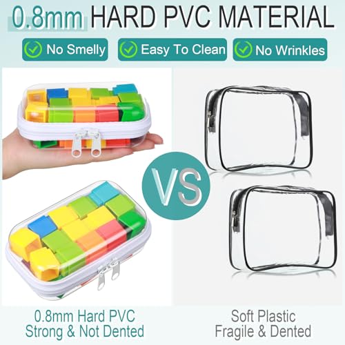 Sanwuta 6 Pcs Clear Hard Zipper Case Hard Plastic Zipper Pouches Makeup Bag Pencil Pouches Transparent Cases for Snacks Plastic Storage Organizer Box for Travel(White,5 x 3 x 2 Inch) - Image 4
