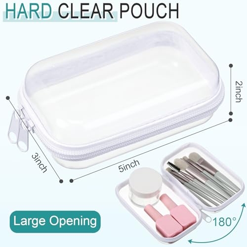 Sanwuta 6 Pcs Clear Hard Zipper Case Hard Plastic Zipper Pouches Makeup Bag Pencil Pouches Transparent Cases for Snacks Plastic Storage Organizer Box for Travel(White,5 x 3 x 2 Inch) - Image 2