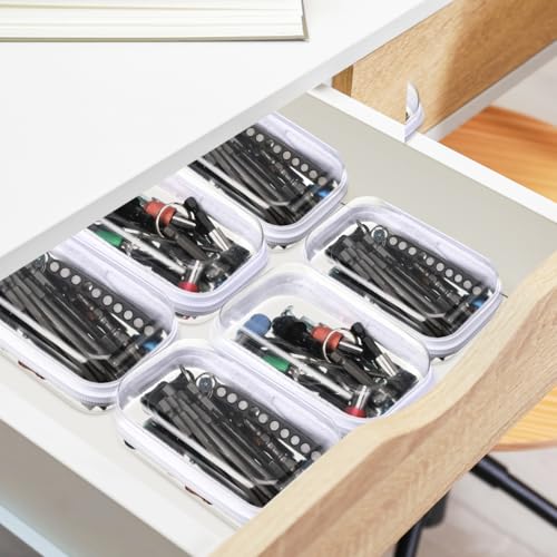 Sanwuta 6 Pcs Clear Hard Zipper Case Hard Plastic Zipper Pouches Makeup Bag Pencil Pouches Transparent Cases for Snacks Plastic Storage Organizer Box for Travel(White,5 x 3 x 2 Inch) - Image 5