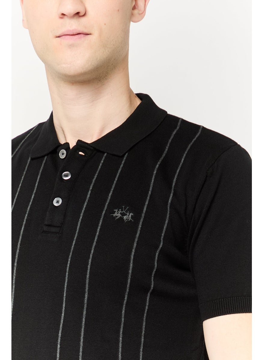 La Martina Men Regular Fit Embroidered Logo Short Sleeves Polo Shirt, Black  - Image 3
