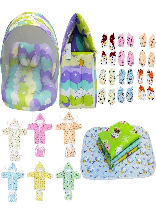 Infantbond by Fareto Newborn Baby Essentials Combo Set – 37 in 1 All-Season Hospital Care Kit for Newborns (0–6 Months) | Complete Baby Gift Set | Baby Products All new Born Combo (Purple Star) - Image 1