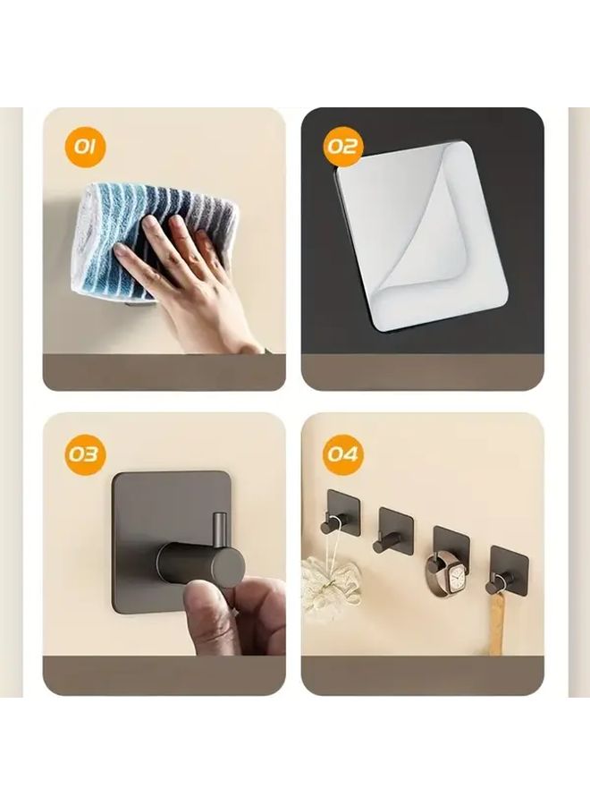 Stainless Steel Strong Adhesive Hook 1pc No Drill Bathroom Kitchen Modern Black Finish - Image 5
