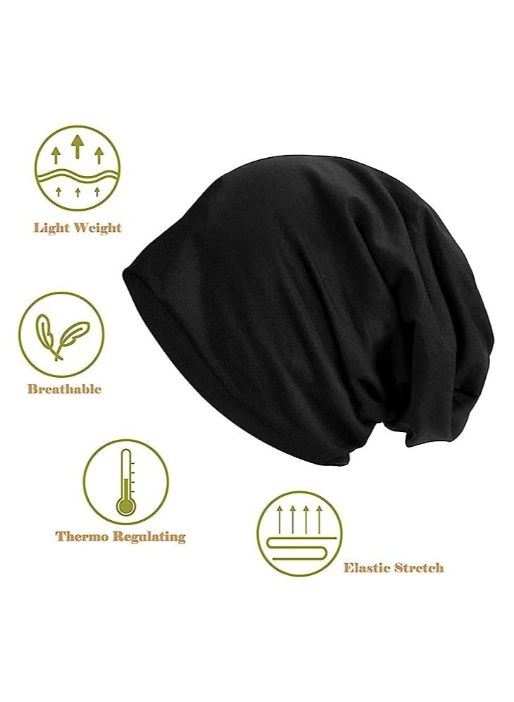 2PCS Slouch Beanie Hat for Men Women Stretchy Skull Cap Soft Warm Daily Cuffed Hats Unisex Comfortable Beanie Gifts for Men Dad  - Image 2