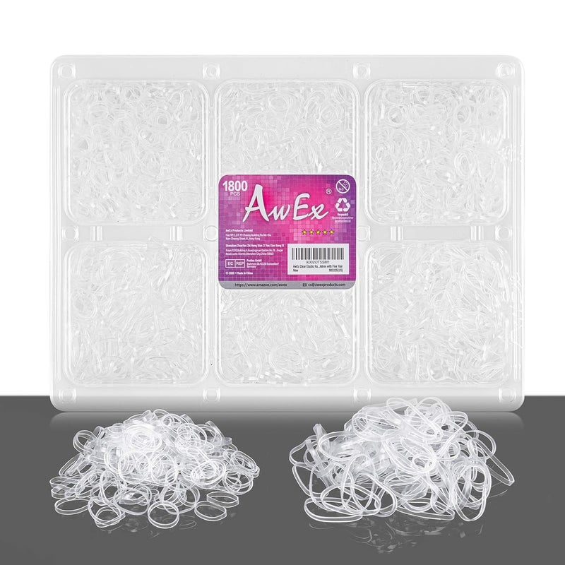 AwEx Color Elastic Hair BandsKids and Girls Hair Ties 1800 pcs Hair Rubber BandsSoft No Damage Hair Elastics Ties Bands