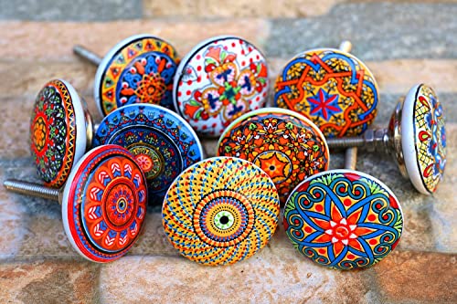 JGARTS 10 x Mix Vintage Look Flower Ceramic Knobs Door Handle Cabinet Drawer Cupboard Pull Mandala Xfer New - Image 2