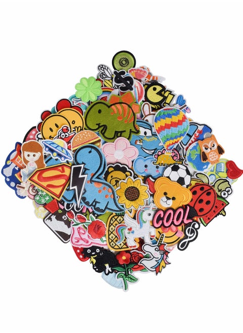 Patches for Clothing, 60 PCS Embroidered Iron On Patches DIY Accessories, Patch Applique Assorted Size,   Sewing Applique for Jackets, Hats, Backpacks, Jeans, 60 Pieces Package