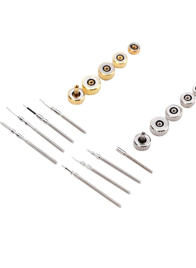 KASTWAVE Watch Crown, Stainless Steel Watch Crown Spring Bar Set Watch Repairing Tool Accessory Watch Repair Kit Watch Stem Extender Crowns Accessory Repairing Replacement Tool Kit with Box - Image 5