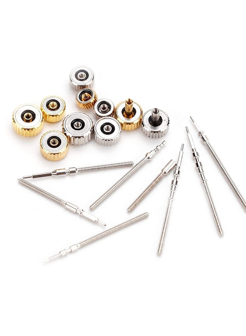 KASTWAVE Watch Crown, Stainless Steel Watch Crown Spring Bar Set Watch Repairing Tool Accessory Watch Repair Kit Watch Stem Extender Crowns Accessory Repairing Replacement Tool Kit with Box - Image 4