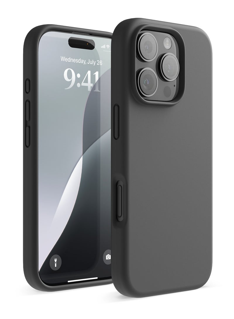 Elago Liquid Silicone for iPhone 16 PRO Case Cover Full Body Protection, Shockproof, Slim, Anti-Scratch Soft Microfiber Lining - Black