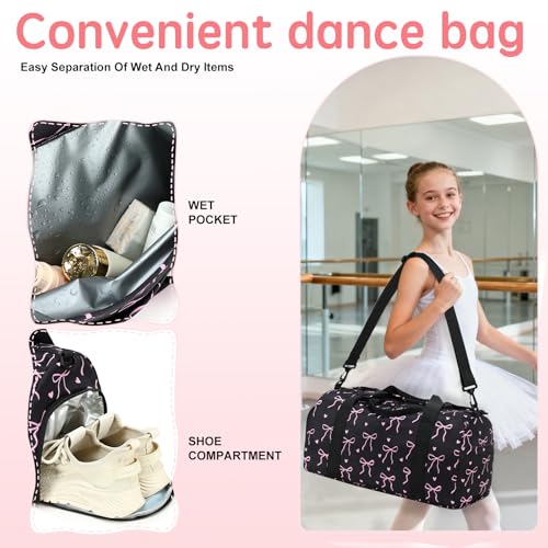 LOIDOU Kids Duffle Bag for Girls, Lightweight Kids Overnight & Weekender Travel Bag with Shoe Compartment and Wet Pocket, Cute Duffel Bags for Toddler Dance, Girls Sleepovers, Gym & Weekend Trips - Image 3