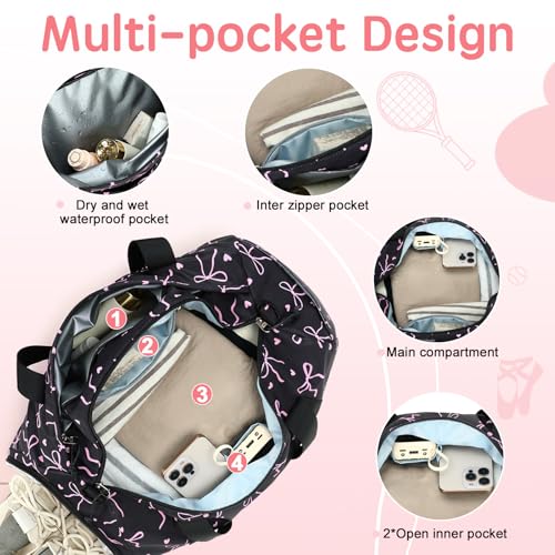 LOIDOU Kids Duffle Bag for Girls, Lightweight Kids Overnight & Weekender Travel Bag with Shoe Compartment and Wet Pocket, Cute Duffel Bags for Toddler Dance, Girls Sleepovers, Gym & Weekend Trips - Image 5