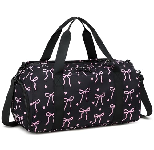 LOIDOU Kids Duffle Bag for Girls, Lightweight Kids Overnight & Weekender Travel Bag with Shoe Compartment and Wet Pocket, Cute Duffel Bags for Toddler Dance, Girls Sleepovers, Gym & Weekend Trips - Image 1
