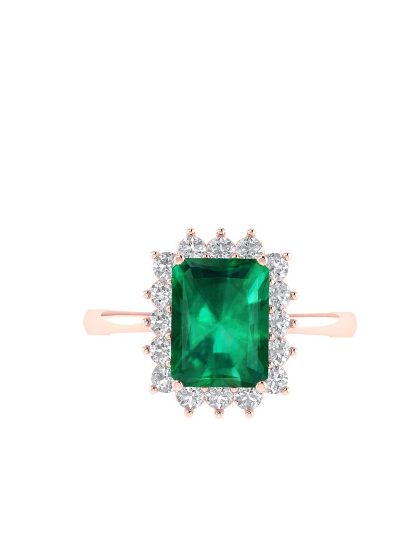Capri Gold Diana Emerald-Cut Emerald and Sparkling Diamond Ring in 18K Rose Gold  - Image 1