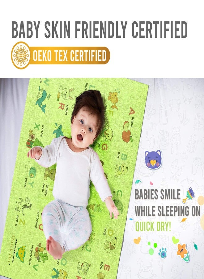 Quick Dry Sheet Printed Small (A to Z, Pista) Waterproof Baby Bed Protector - Highly Absorbent Play Mat for Babies (70 * 50 cm) - Image 2