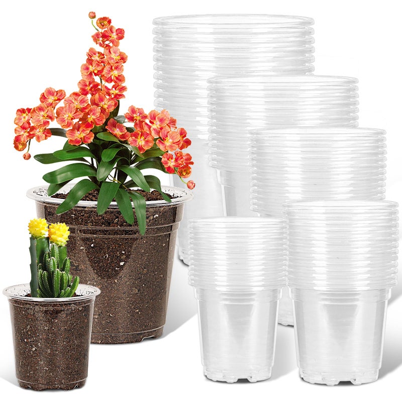 JNYONG 60 Pack 354567 Inch Clear Nursery Pots with Drainage HoleVariety Sizes Seed Starting Pots Transparent Plastic Plant Pots for Plants Transparency with 50 Plant Labels - Image 2