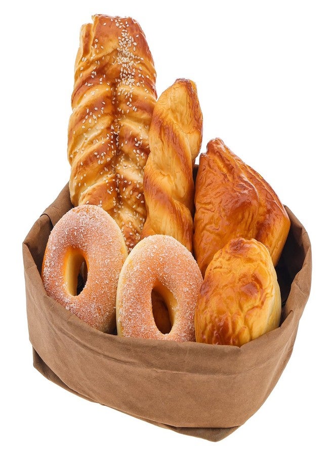 Meiwlong 6 Pcs Fake Breads Realistic Faux Baguette Doughnut Prop for Food Display,Artificial French Fake Croissant Bread for Bakery Kitchen Home Décor - Image 1