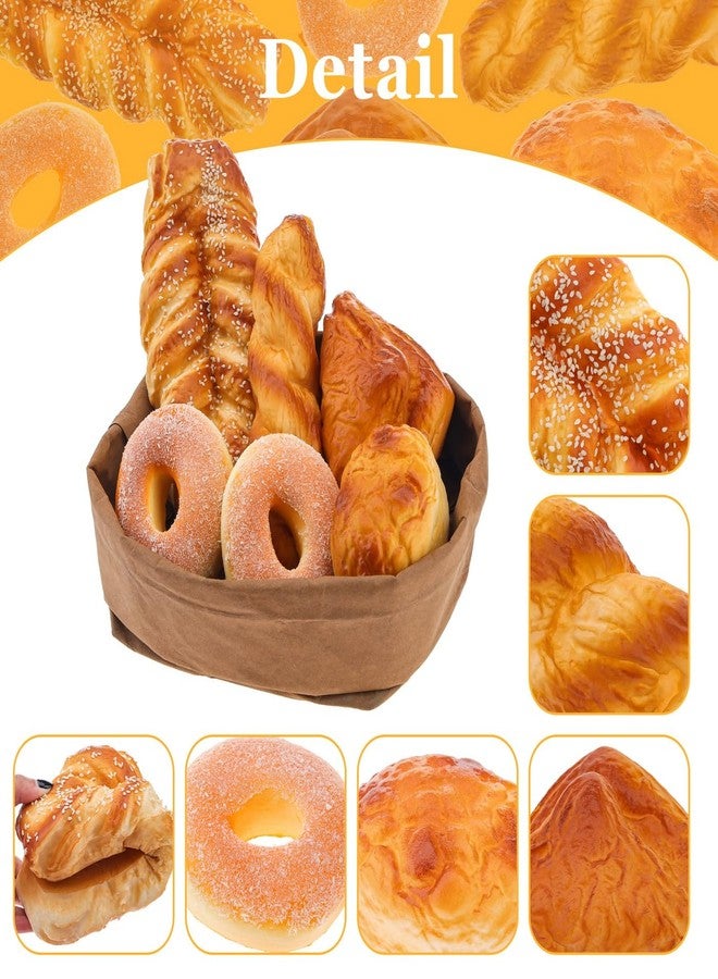 Meiwlong 6 Pcs Fake Breads Realistic Faux Baguette Doughnut Prop for Food Display,Artificial French Fake Croissant Bread for Bakery Kitchen Home Décor - Image 3
