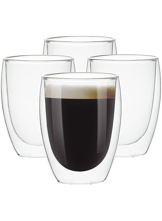 S-TOP [4-Pack,12Oz] Glass Cups, Double Walled Thermo Espresso Glasses, Insulated Coffee Mugs, Drinking Glasses - Image 1