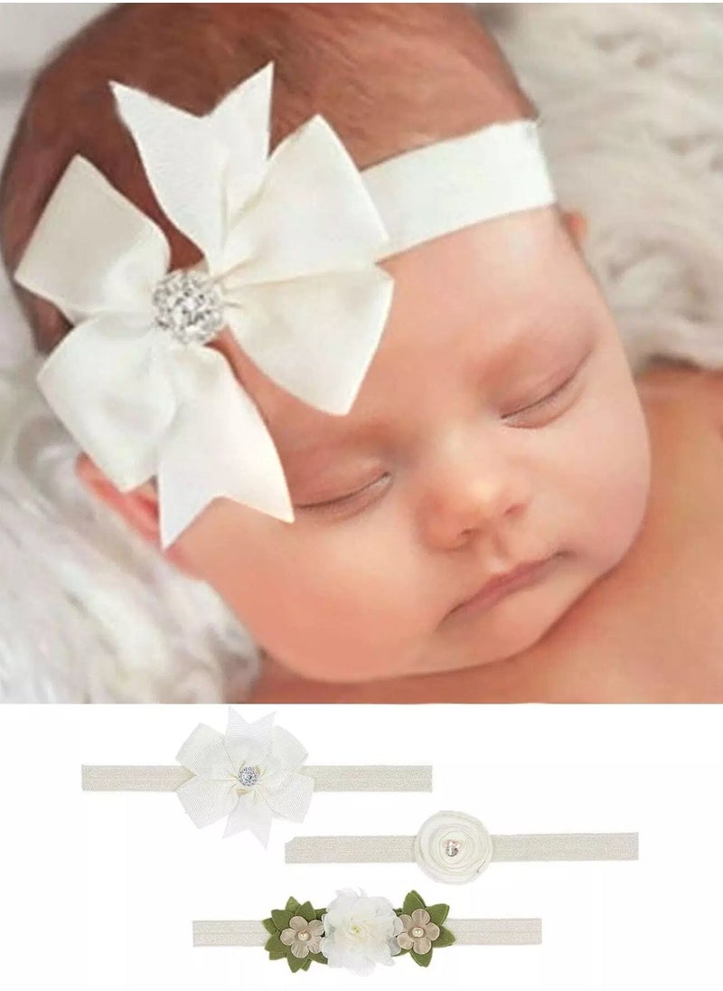 Generic Newborn Girl 3pcs Photography Appliques Headband  - Image 1