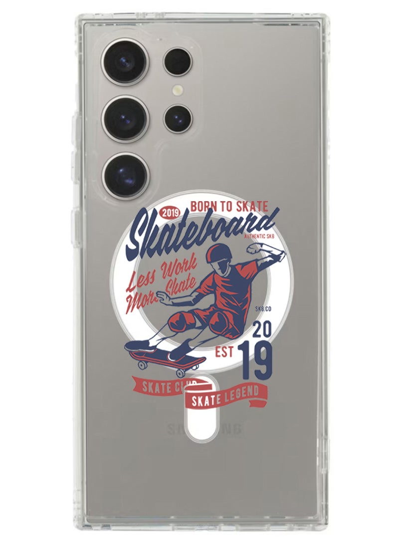 Theodor Magnetic Case for Samsung Galaxy S24 Ultra 6.8-inch Compatible with MagSafe Wireless Charging, Shockproof Phone Bumper Cover Skateboard - Image 1