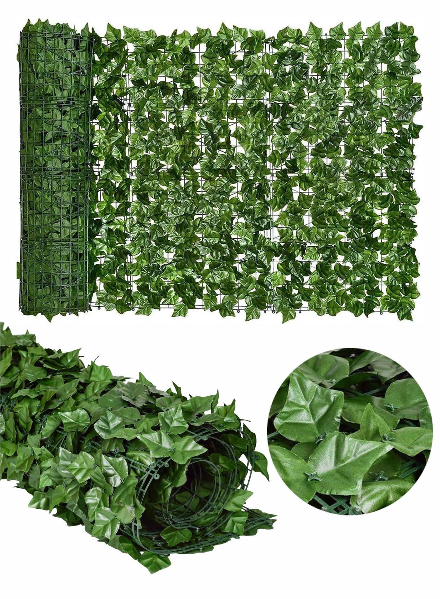 1x3 Meter Artificial Privacy Grass Fence for UV and Sunlight and Protection Fake Faux Wall Plant Hedge Screen Roll Ivy Leaf Vine Decoration for Indoor and Outdoor Use Decorative Greenery Leaves for Home, Backyard, Balcony, Garden, Porch, Patio and Alfresco Diner Coffee Shops and Resto