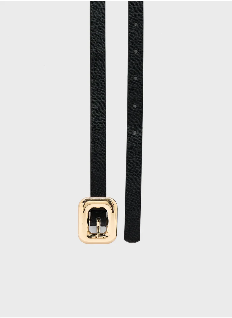 ELLA Square Buckle Slim Belt
