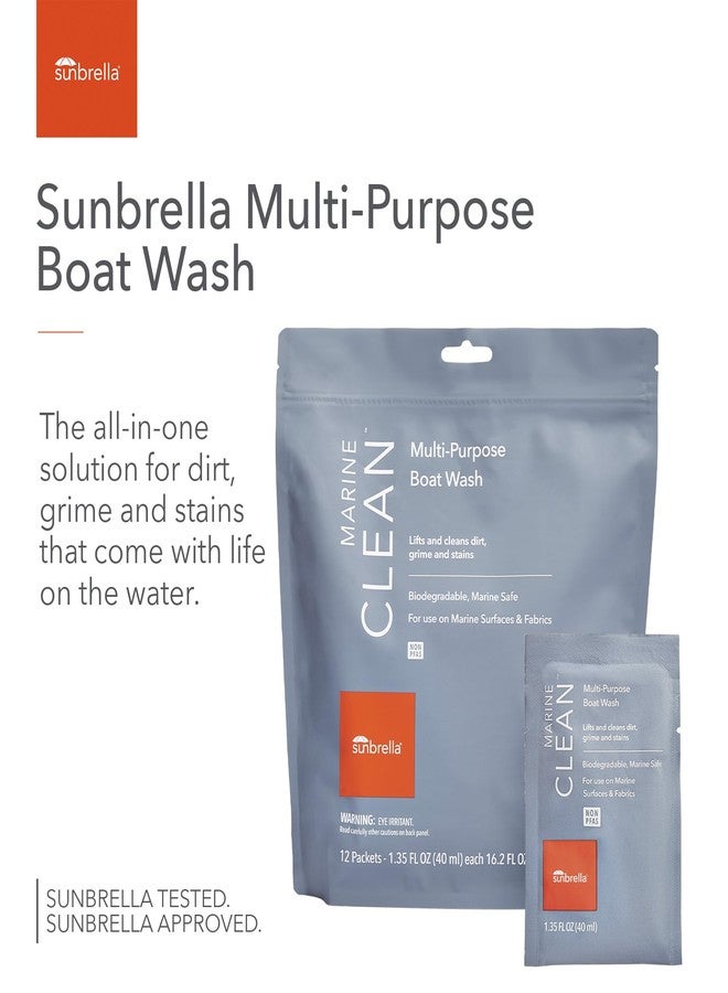 Sunbrella Marine Clean Multi-Purpose Boat Wash | Powerful Concentrated Formula | Clean Your Entire Boat | Removes Dirt, Grime | Safe for Fiberglass, Vinyl, Metal & More | 12 Individual Packets - Image 2
