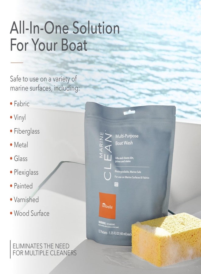 Sunbrella Marine Clean Multi-Purpose Boat Wash | Powerful Concentrated Formula | Clean Your Entire Boat | Removes Dirt, Grime | Safe for Fiberglass, Vinyl, Metal & More | 12 Individual Packets - Image 3