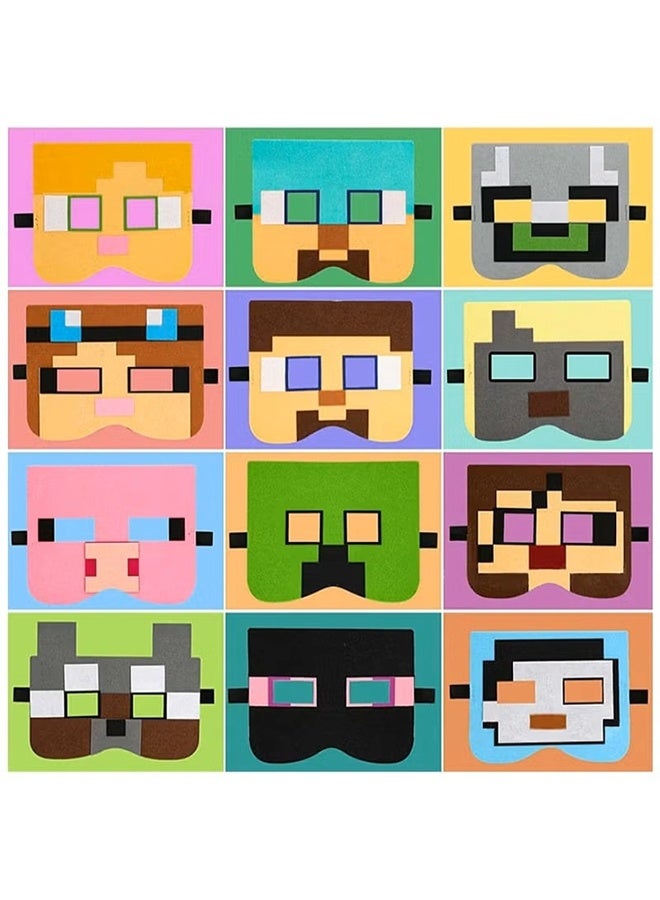 12pcs Game Minecraft Felt Masks Children's Party Masquerade Role Play Eye Masks - Image 3