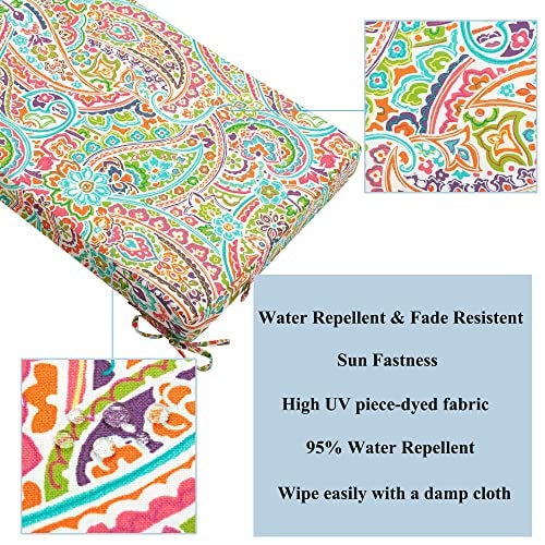 FUNHOME Outdoor Cushion Covers,42" x 18" x 3", No Insert! Patio Cushion Covers Replacement for Outdoor Furniture,Water Resistant Patio Bench Loveseat Covers 1 Pack, Melora Paisley(Covers ONLY) - Image 4