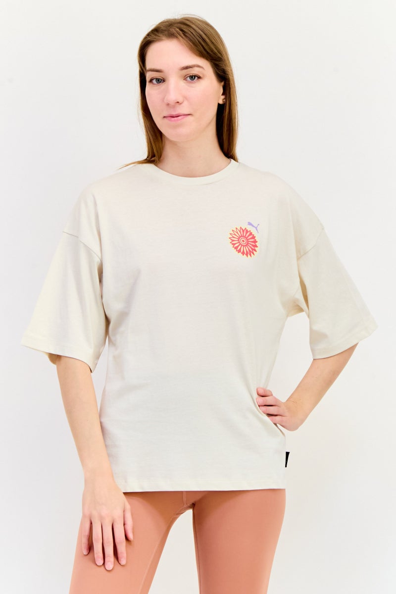 PUMA Women Sportswear Fit Short Sleeve Outdoor Top, Beige  - Image 1