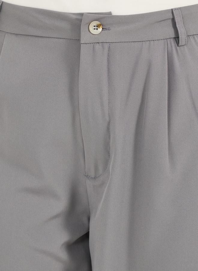 Styli Mid Rise Flowy Tailored Pants with Belt Loops  - Image 3