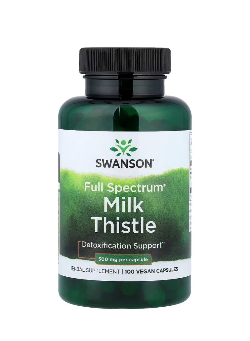 سوانسون كبسولات شوك الحليب كامل الطيف ٥٠٠ مجم ١٠٠ كبسولة نباتية - Image 1